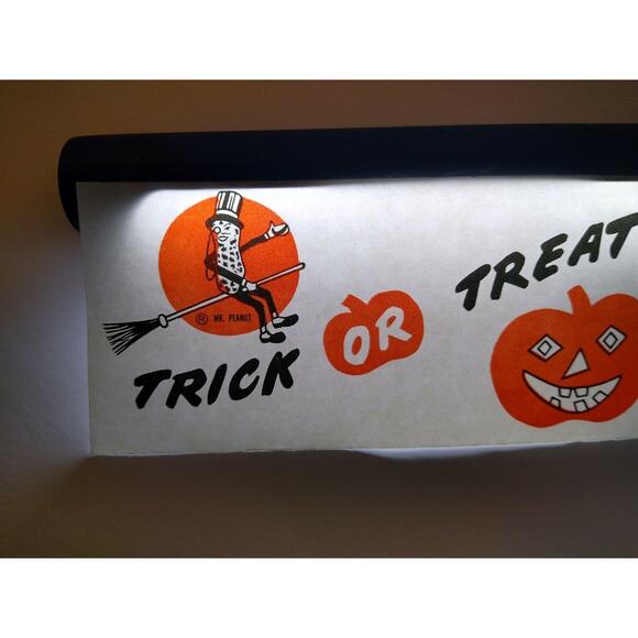 Mr Peanut Halloween Wax Paper Steamer Banner Original 1940s Planters Peanuts Art - Picture 4 of 8